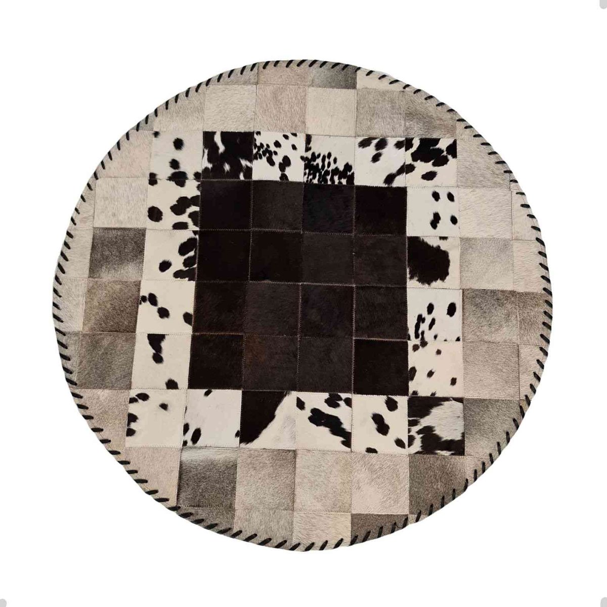 Koeienhuid Patchwork Tapijt | Naturel Premium Tapijt | Gebied Vloerkleed Woonkamer | Designer Decoratief tapijt | Koeienhuid Patchwork | tapis patchwork rond en peau de vache