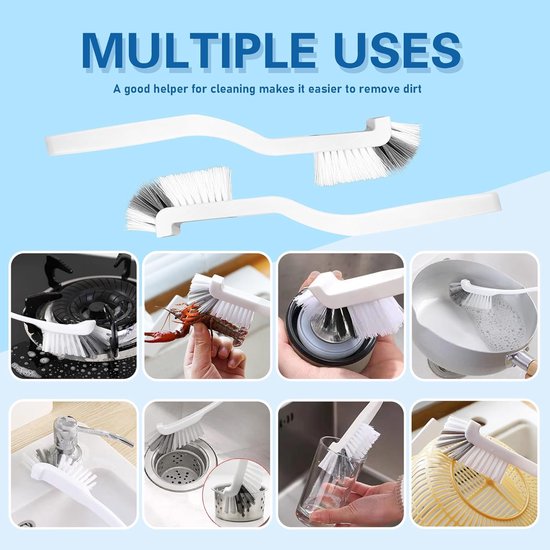 2 Stuks Huishoudelijke Schoonmaakborstels,Keukenborstels,Reinigingsborstel Met Handvat, Ideal For Removing Food Debris & Stubborn Stains,Ideaal Voor Het Reinigen Van Sapcentrifuges Met Messen — afbeelding 4