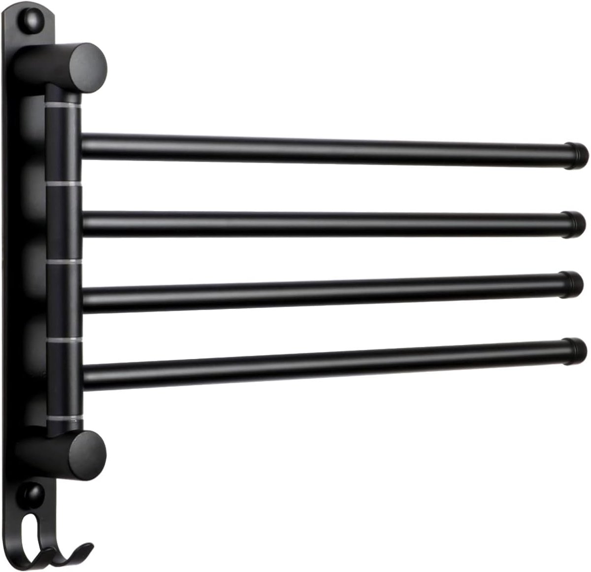 Roestvrijstalen Handdoekhouder, Draaibaar Handdoekhouder voor Badkamer, 4-armige Handdoekstang Wandmontage 32 cm, voor keuken, Toilet, Garderobe en Badkamer, Zwart