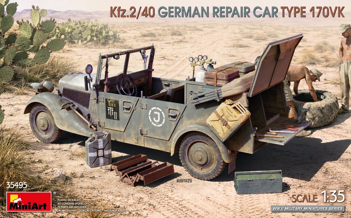 MiniArt Modelbouwpakket Militaire voertuigen - 35495 Kfz.2/40 Repair Car Type 170VK WWII - Duits Reparatievoertuig Plastic - 1:35 - Modelbouw