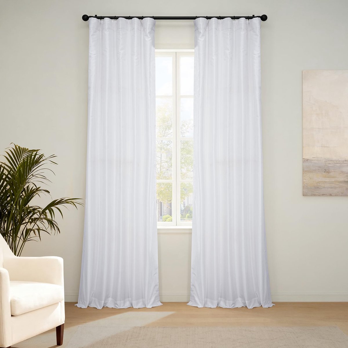 Half Price Drapes Faux zijden verduisterende gordijnen 274 cm lang voor slaapkamer en woonkamer vintage getextureerd verduisteringsgordijn (1 paneel), 50 W x 108 l, ijs