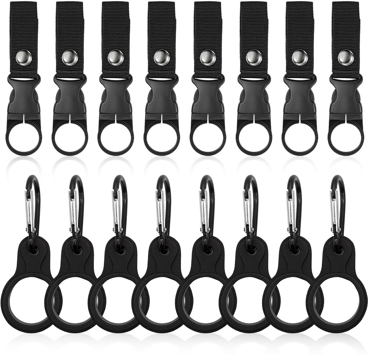 16 stuks nylon riem flessenhouder clips, flessenhouder riem zwarte bekerhouder om te hangen flessenhouder rugzak bekerhouder riem voor outdoor drinkflessen haken