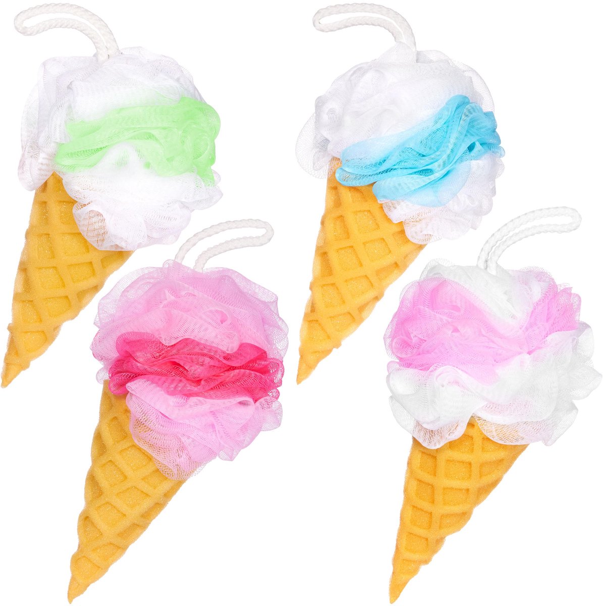 Badspons Douche Spons - Wafel Ice Zeep Spons - 45 g Badbal voor Kinderen en Volwassenen - Zachte Scrubbende Spons - Ijswasspons incl. Geschenkverpakking - Kleurrijk