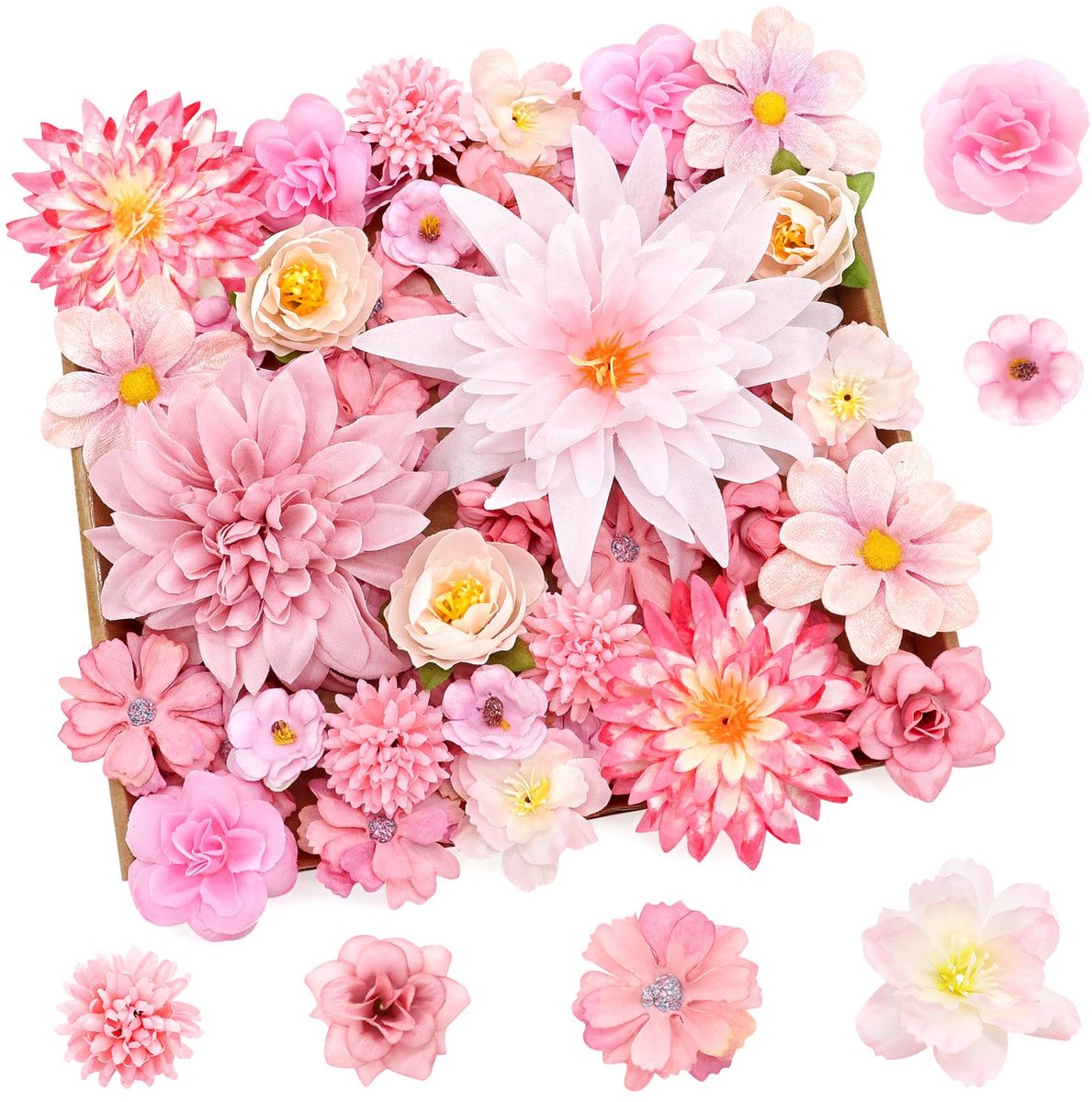 Bloemen Ambachten, Kunstbloemen Voor Ambachten, 11 Verschillende Soorten Decoratieve-Bloemen, Taart Decoratieve Bruiloft Partij Muur Thuis, Roze