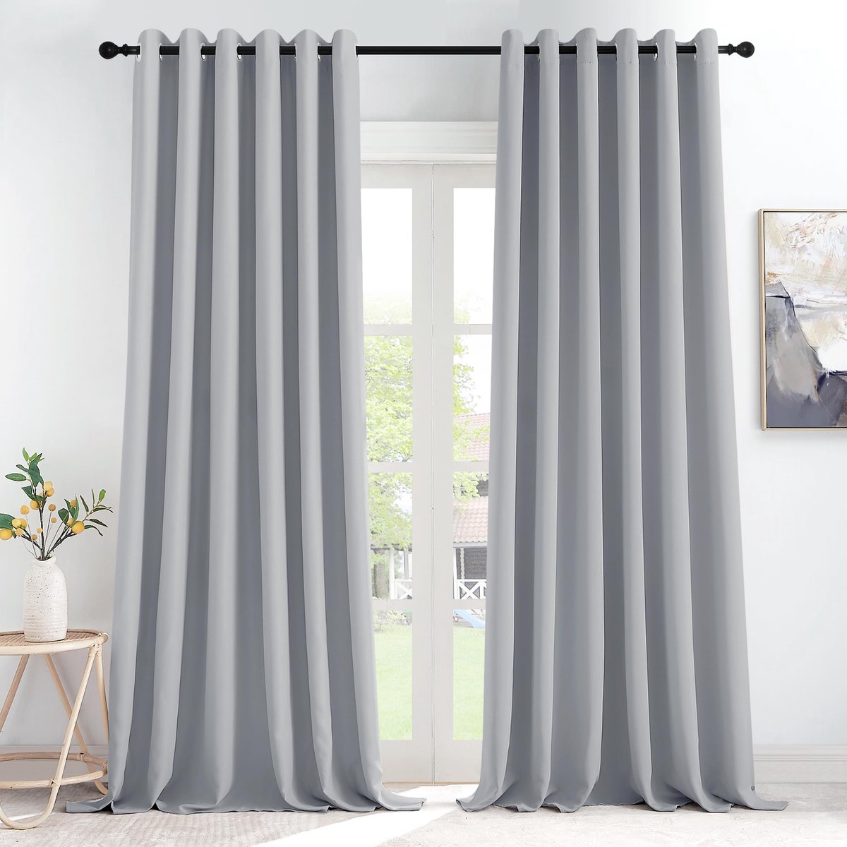 Verduisteringsgordijnen, Isoleren Licht, Geschikt voor Woonkamer Slaapkamer Studeerkamer, Gordijnen Kant en Klaar,200B x 245H cm (2 Panelen),Zilvergrijs