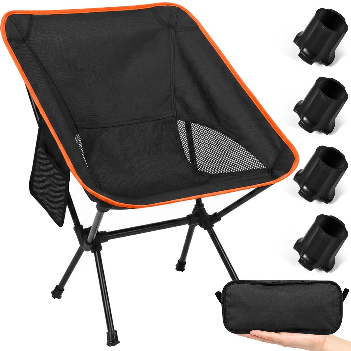 Pieghevole Campeggio Portatile Max Portata 200 kg Sedia da Campeggio Pieghevole con Borsa da Trasporto Sedie per Pesca, Escursionismo, Picnic, Campeggio, Spiaggia,Vissen BBQ Opladen