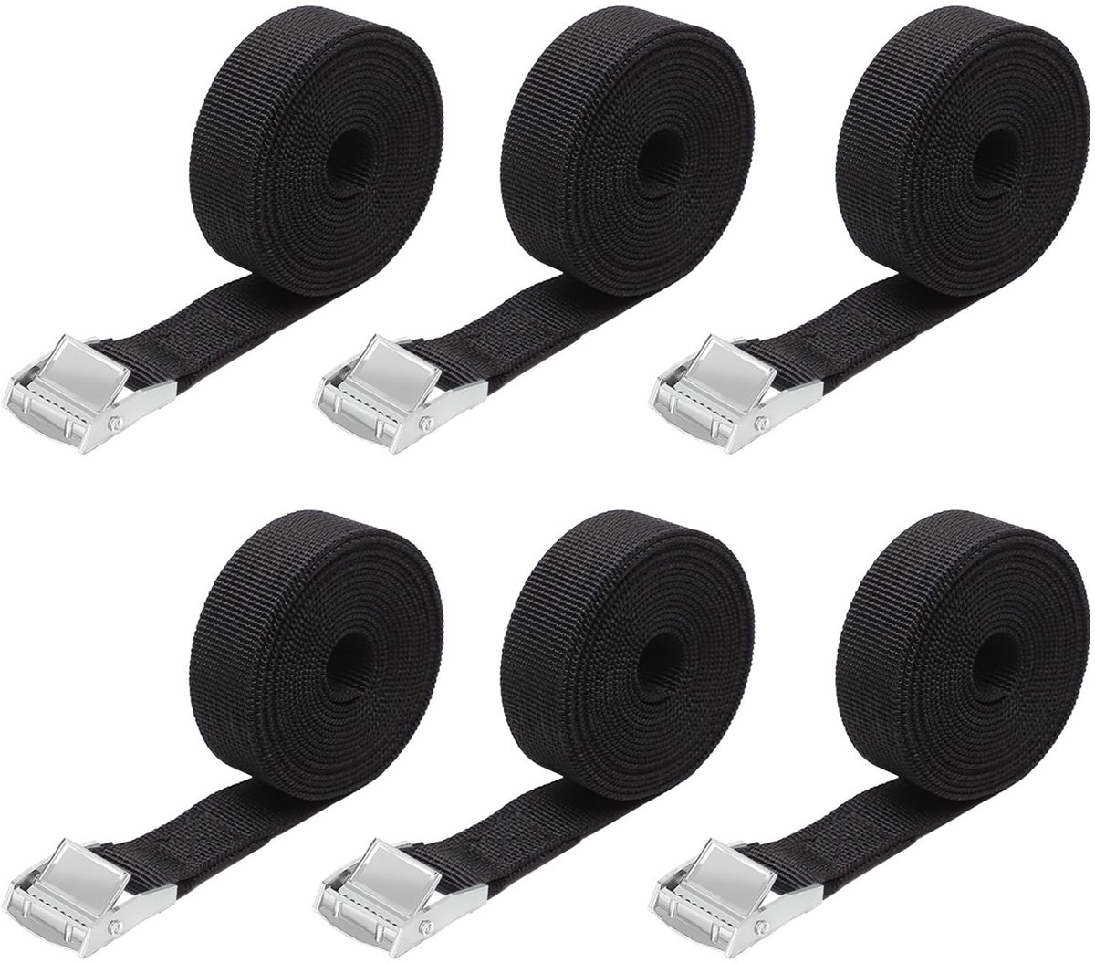 6 stuks spanbanden van 1 m kort, spanriem fietsendrager, sjorbanden, bevestigingsriem, bevestigingsriemen met klemslot voor auto, kleine fiets, motorfiets, bagagepakketten camping