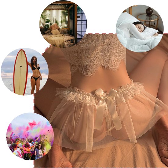 Damesslips, sexy kanten open string met transparante tule, lage taille, strik, babydoll, lingerie, ademend, zero feel, onderbroek voor vrouwen, hipster, string — afbeelding 5