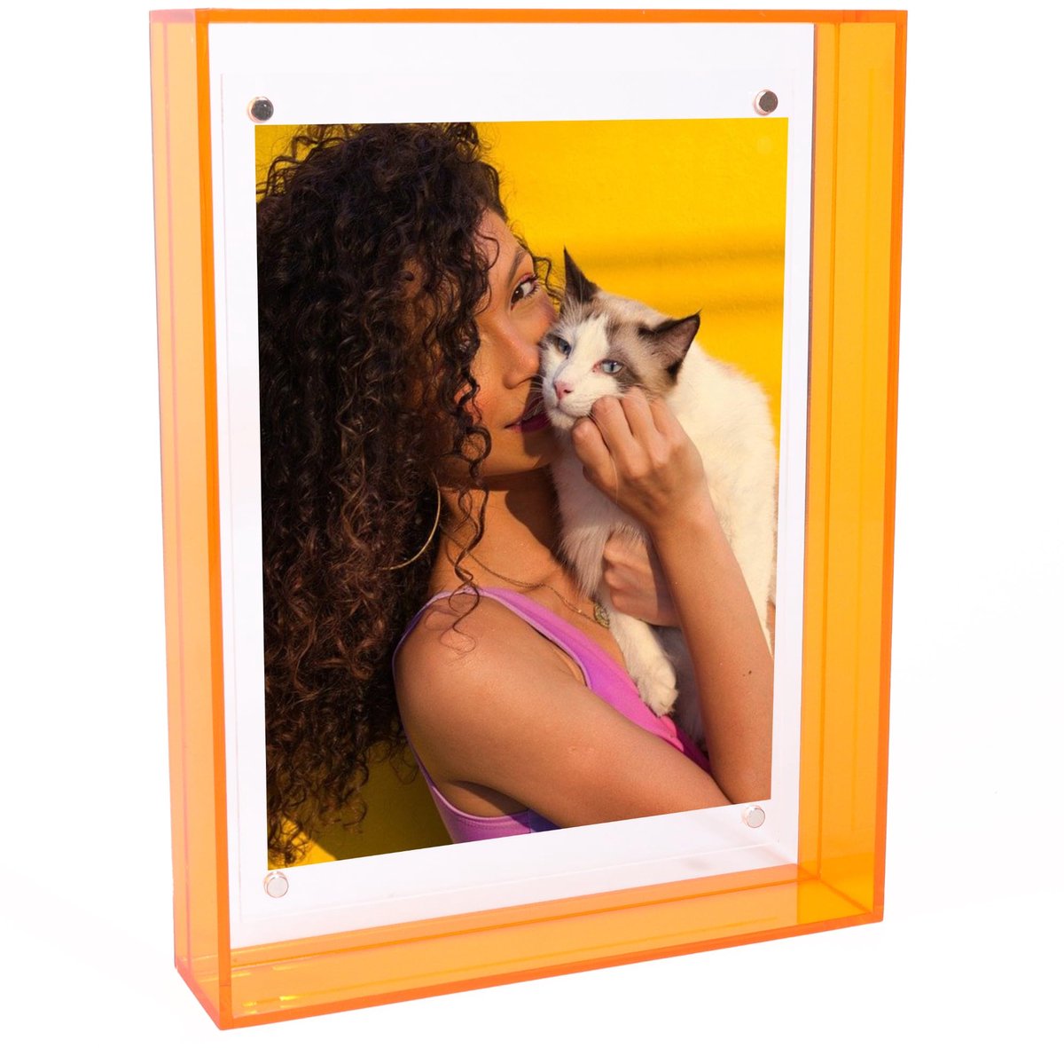 Fotolijst Neonroze/Oranje/Blauw 10 x15 cm (4x6 Inch) Gekleurde Zwevende Fotolijst, Decoratieve Wissellijst voor Bureau en Wand (Buitenmaat 16x21 cm)