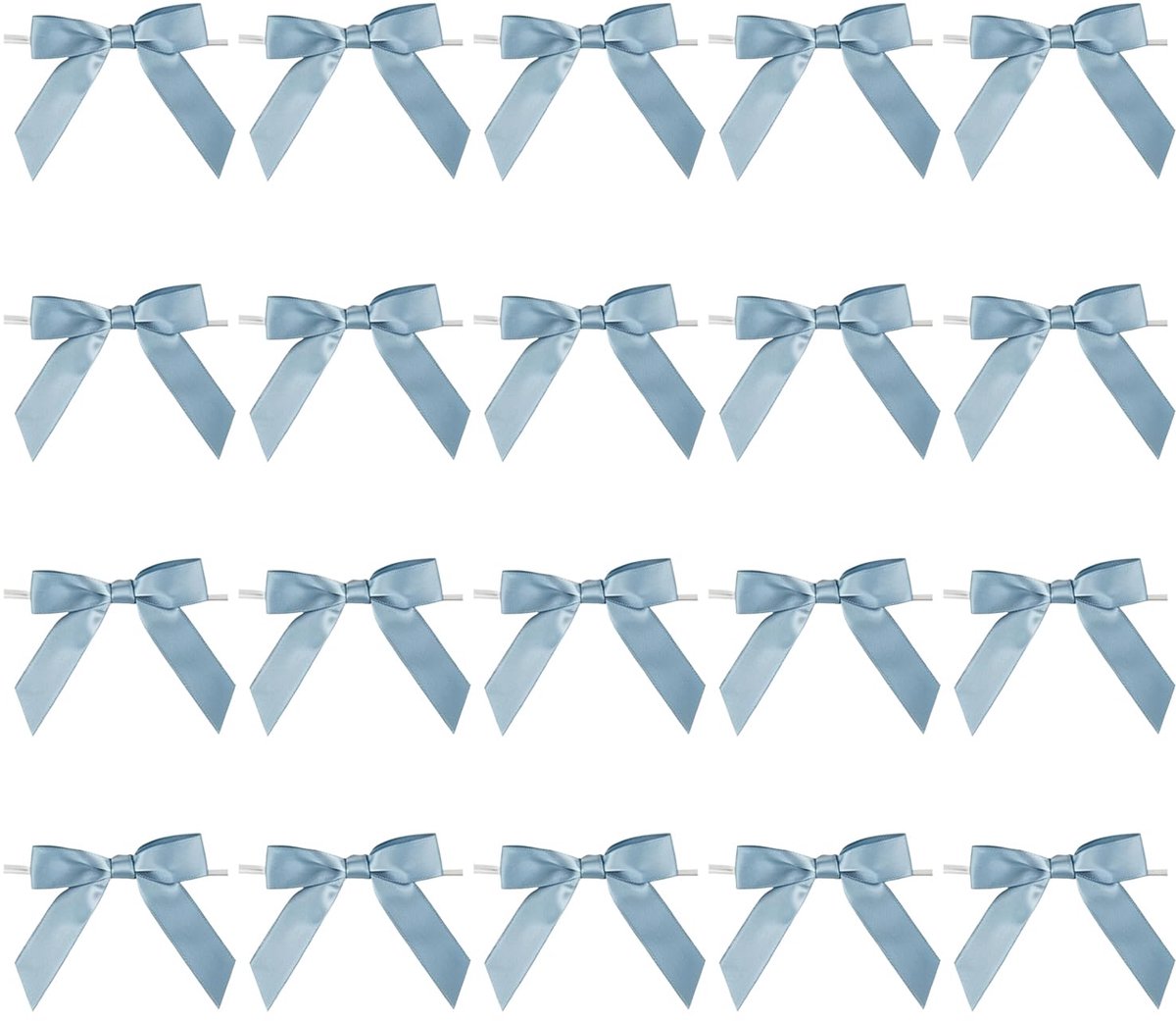 20 Stuks Dusty Blue Satijnen Strikjes met IJzerdraadje, Kleine Decoratieve Cadeaustrikken voor Verpakkingen, Traktatiezakjes, Knutselen, Bruiloft en Babyshower