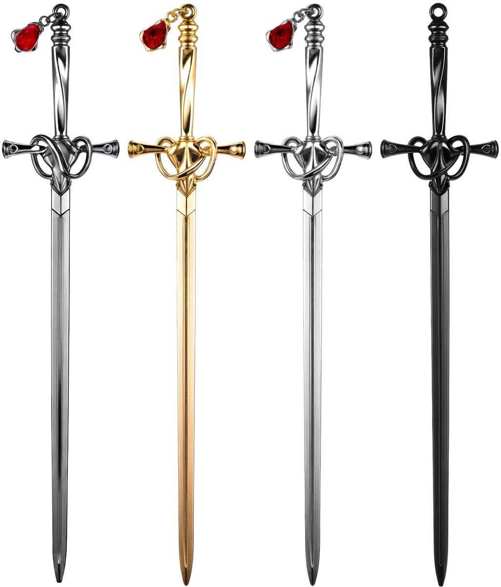 Dailygoods - 4 stuks haarspeld haarspelden haarspeld Chinese haarspeld haarpijl haar chopsticks Chinese haaraccessoires bladwijzer zwaard boekenlegger retro wordt geleverd met kristallen hanger haarspeld voor