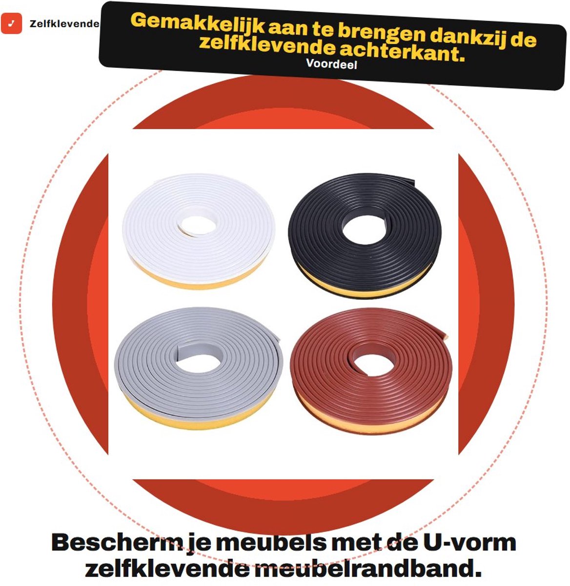 Dailygoods- Meubelrandband U-vorm - 5 meter - TPE - Flexibel - Stootrand - Randbescherming Rubber - Geschikt voor scherpe randen