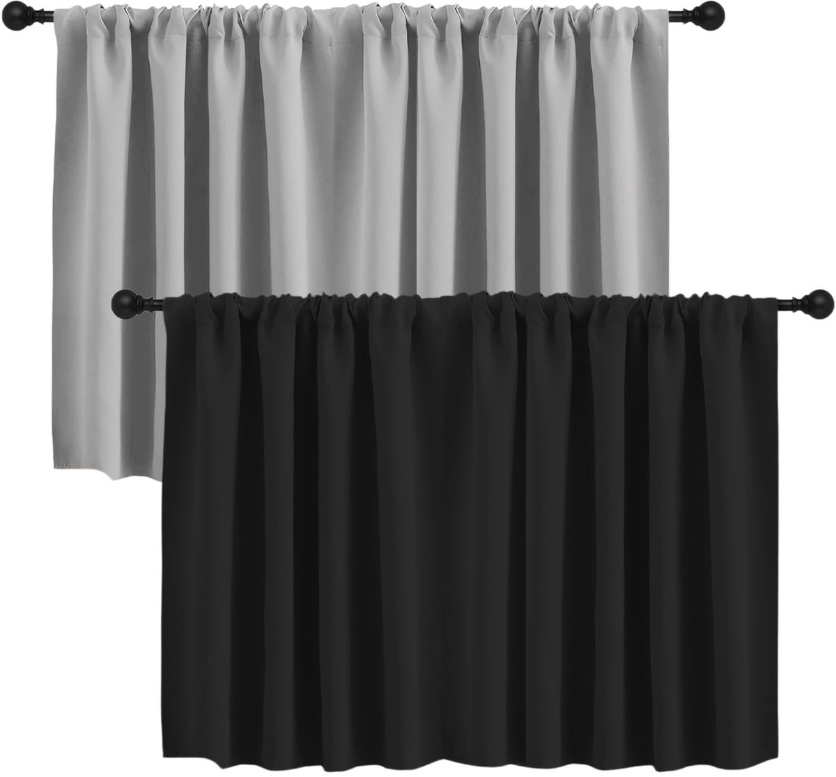 keukengordijnen voor kleine ramen 2 x B132 x H45cm – Halve raam café gordijnen met roedezak, Modern wafelpatroon, Waterdicht & Lichtfilterend Tier gordijn voor Badkamer,Camper,Gootsteen,Kast