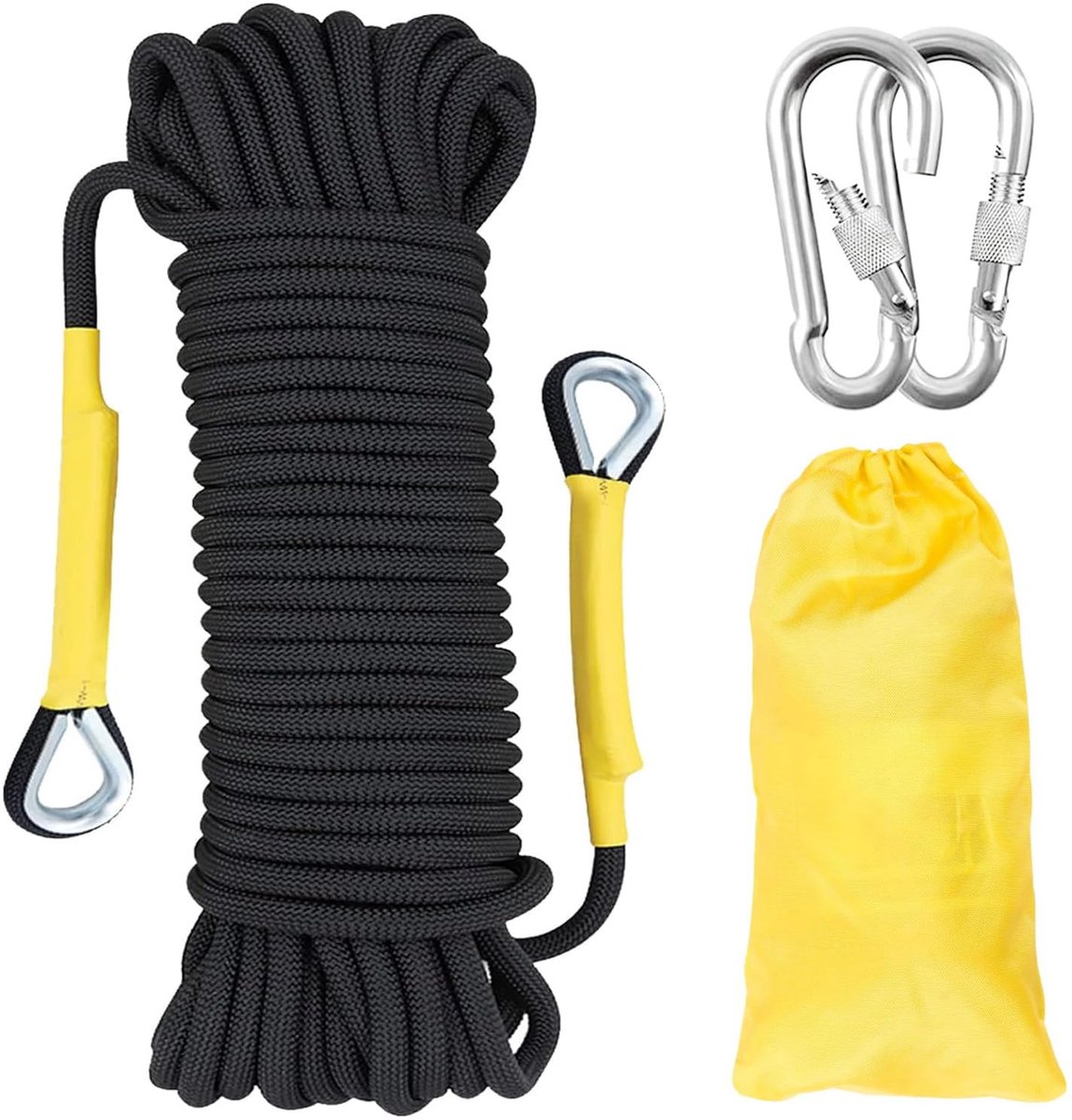 8mm Outdoor Veiligheidskabel Nylon 20m Statisch Touwen Reddingstouw Met 2 Karabijnhaken Voor Hoogwerk Brandladder Abseil/sport