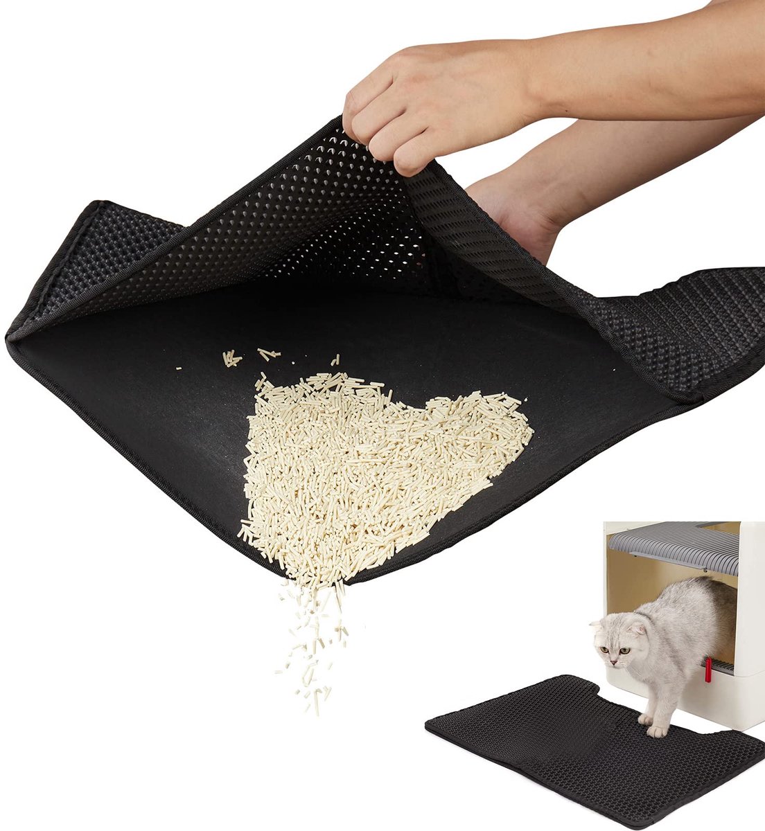 30 x 45 cm kattenbakmat - kattenbak onderlegger waterdicht honingraatdesign - dubbellaags kattenbakmat