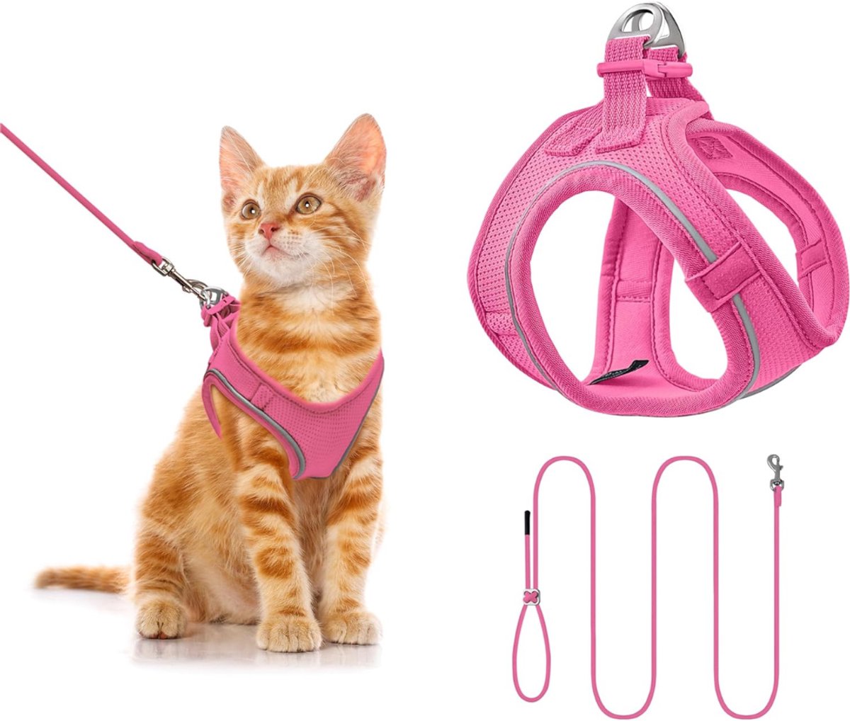 CRLYN® Kattentuigje met Looplijn - Kattentuigje - Kattenharnas - Roze