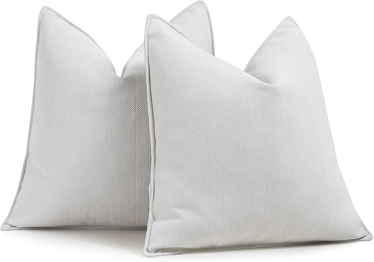 Beige Chenille Kussenhoezen 40 x 40 cm, Decoratieve Kussens voor Sofa en Slaapkamer, Set van 2 Stuks