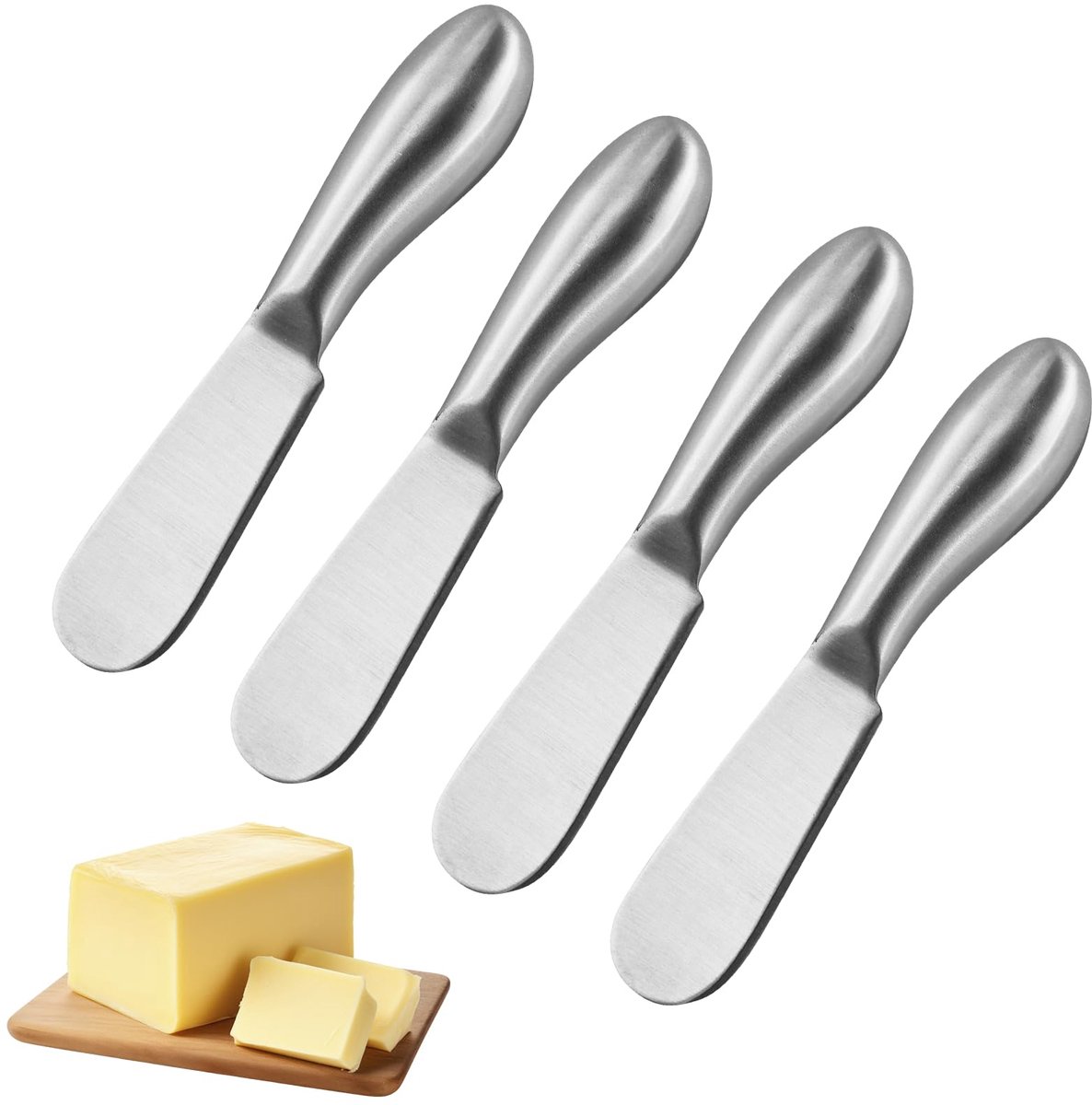 5 stuks botermessen, klein broodmes van roestvrij staal, kaasmes, dessertmessen, mini-kaasmessen voor room, boter, jam (zilver)