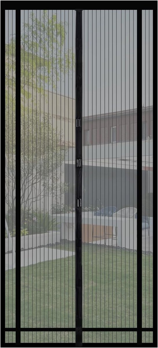 Vliegengaas, balkondeur, op maat te snijden, magneet en zelfklevend, zonder boren, insectenwerend gordijn voor balkon-, terras- en kamerdeuren, 130 x 230 cm, zwart
