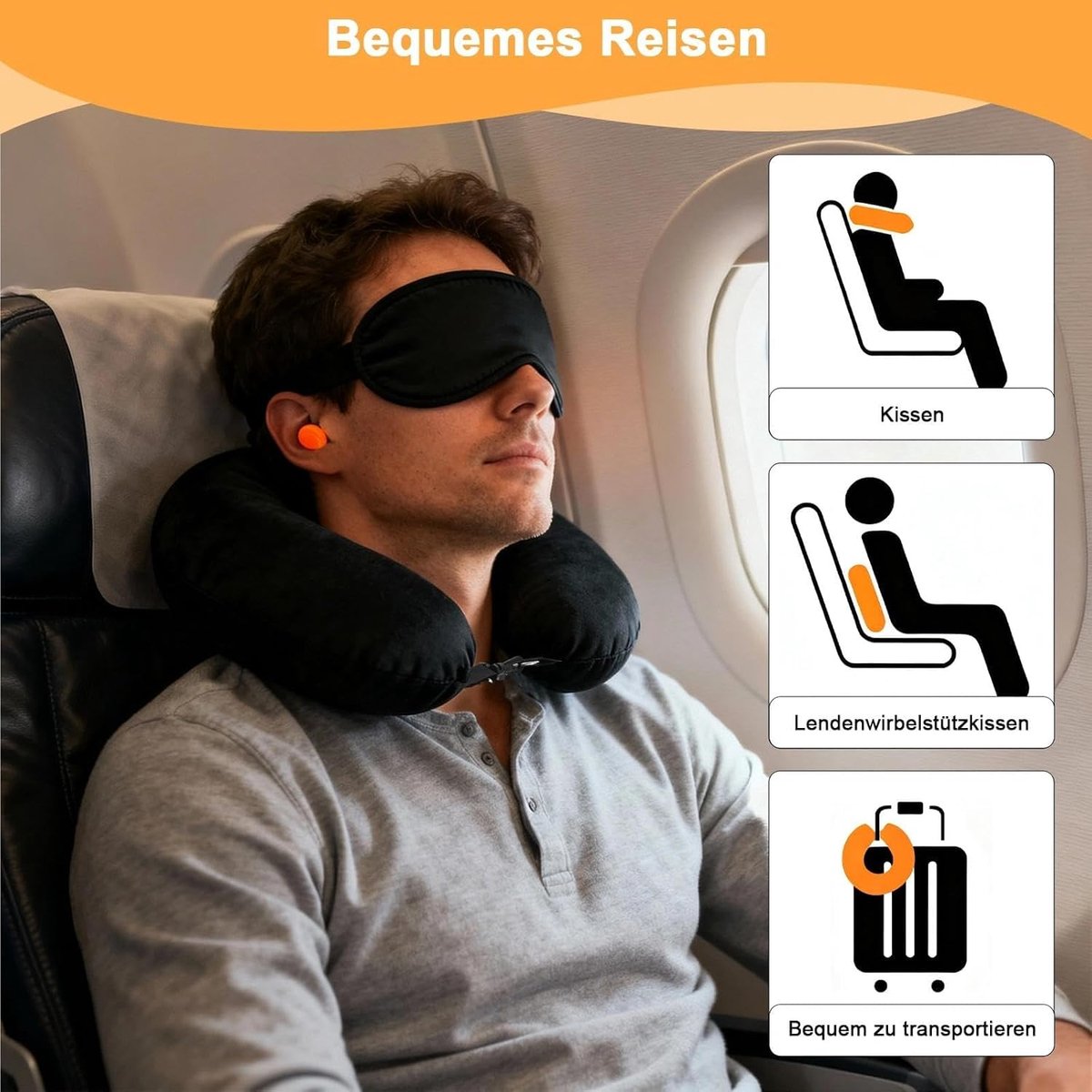 Vulbaar nekkussen, reiskussen, vliegtuig, vulbare kleding, U-vormig voor reizen, multifunctioneel vliegkussen met oogmasker en oordopjes voor trein, auto, kantoor, camping, gadgets