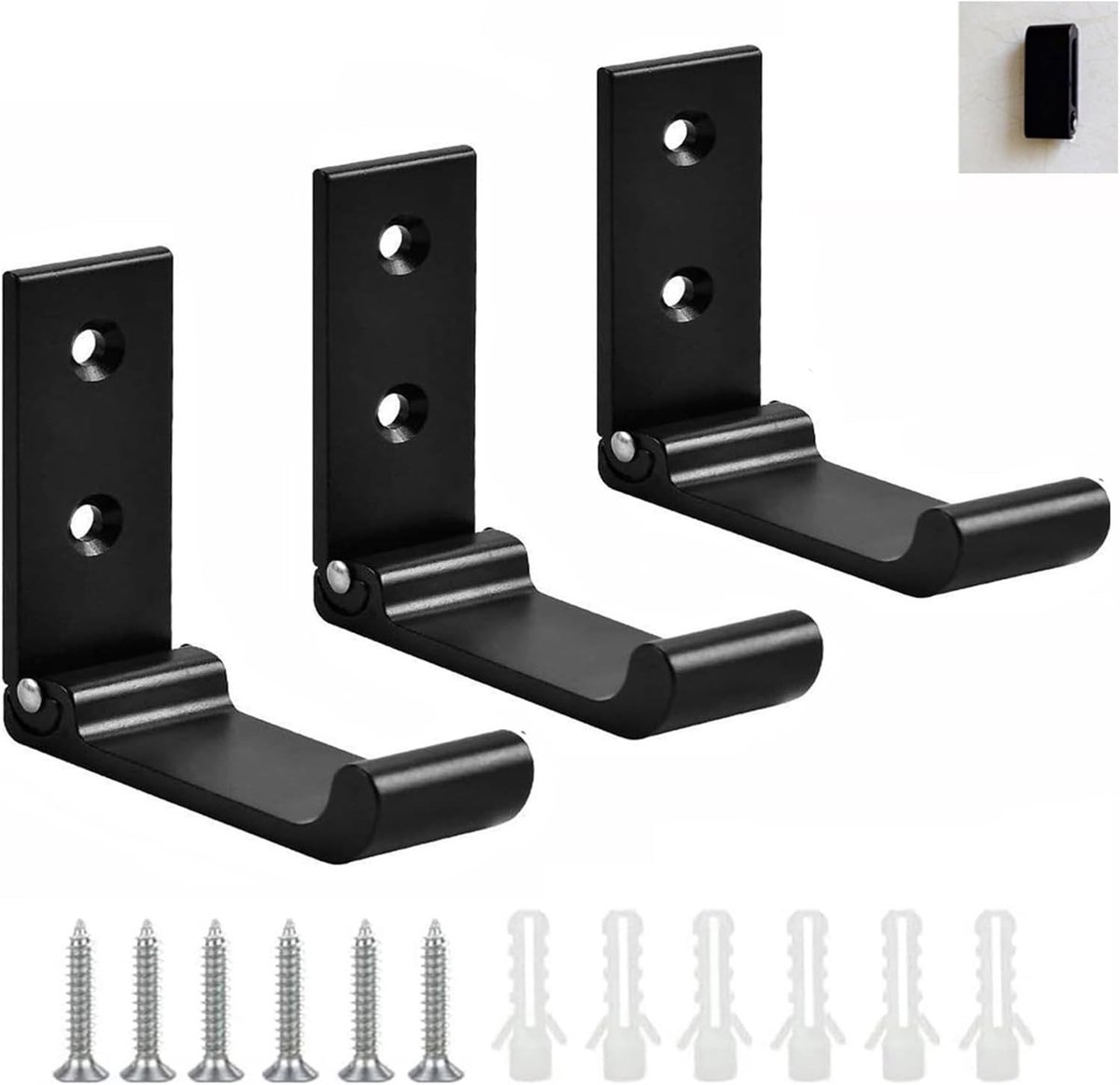 Dailygoods- Klaphaken 3 Stuks - Inklapbaar - Wandhanddoekhaken - Kledinghaken - Aluminium - Draagkracht 15 Kilo - Ruimtebesparend Ontwerp - Wandhaak