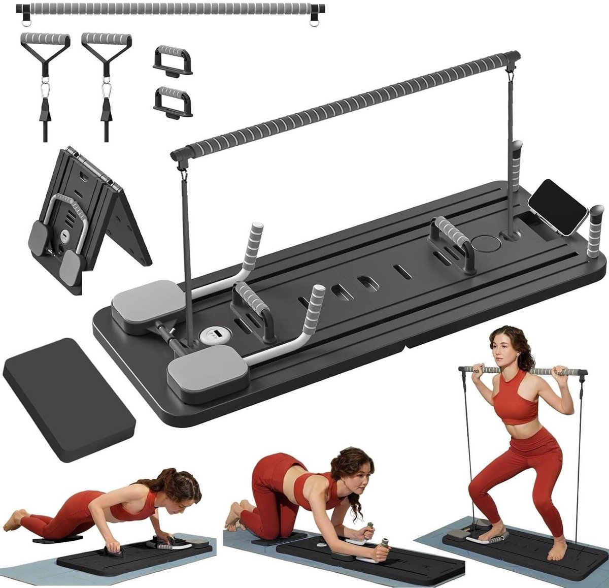Pilates Bord Set - Pilates Reformer - Thuis Fitness - Opvouwbaar Compact Design - 106 x 40 x 7 cm