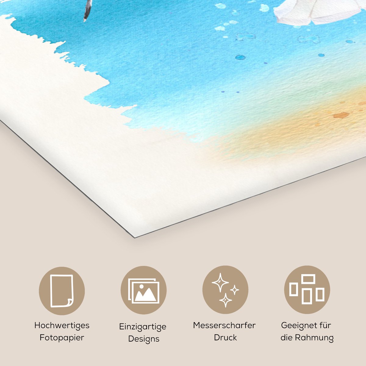 Poster 80x40 cm - Strandstoel - Parasol - Vogel - Palm - Posters - Kamer decoratie - Wandd