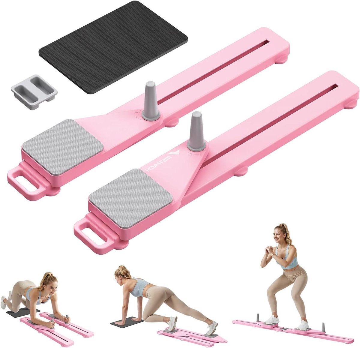 Pilates Board - Fitness Board - Full Body Workout - 5-in-1 Reformer - 87 x 19 x 11 cm - Pink