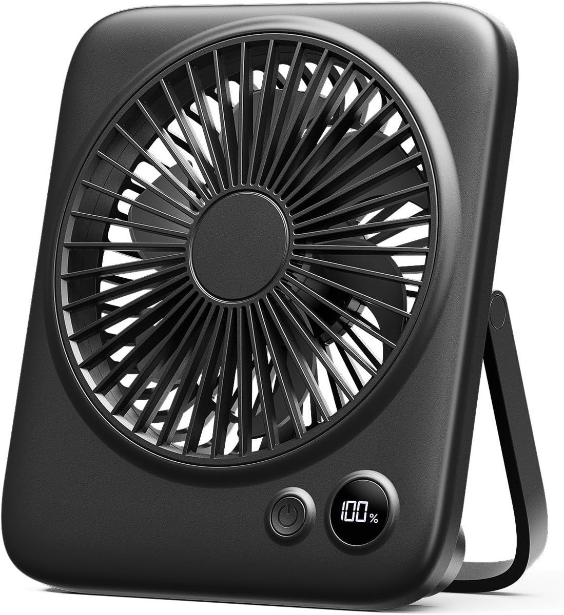 Sounix Mini USB Ventilator - Oplaadbare Tafelventilator - 4000mA Powerbank - LED-scherm - 4 Snelheden - Klein, Stil & Geruisloos - Zwart