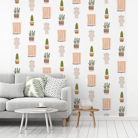 Papier peint - Papiers Papier peint photo Salle de bain - Plantes - Motif - Largeur 280 cm x Hauteur 280 cm