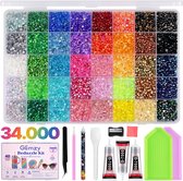 Kit Glimzy® Bedazzle - Kit de Bedazzling avec 34 000 Strass - DIY - Ensemble Complet avec Colle et Applicateurs - Strass pour Vêtements