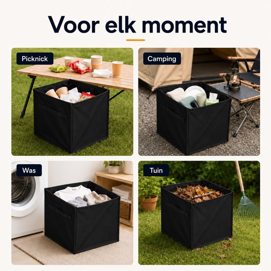 Sercano Opvouwbare Prullenbak 60L - Grote Afvalbak voor Auto, Camping, Tuinafval & Kofferbak - Waterdicht & Lekvrij - Inclusief 10 Vuilniszakken - Oxford-canvas - Zwart van sercano — afbeelding 5