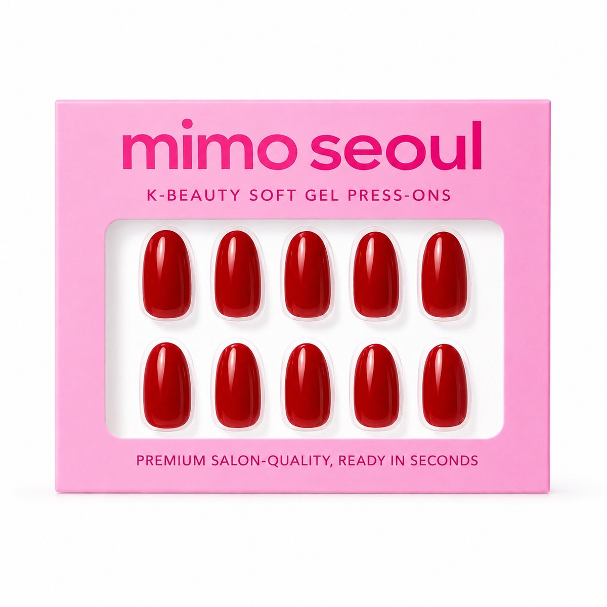 Mimo Seoul Soft Gel Press On Nails Plaknagels Nepnagels - Kort Ovaal Rood 30 stuks - Herbruikbaar 14 Dagen - Cherry Charm