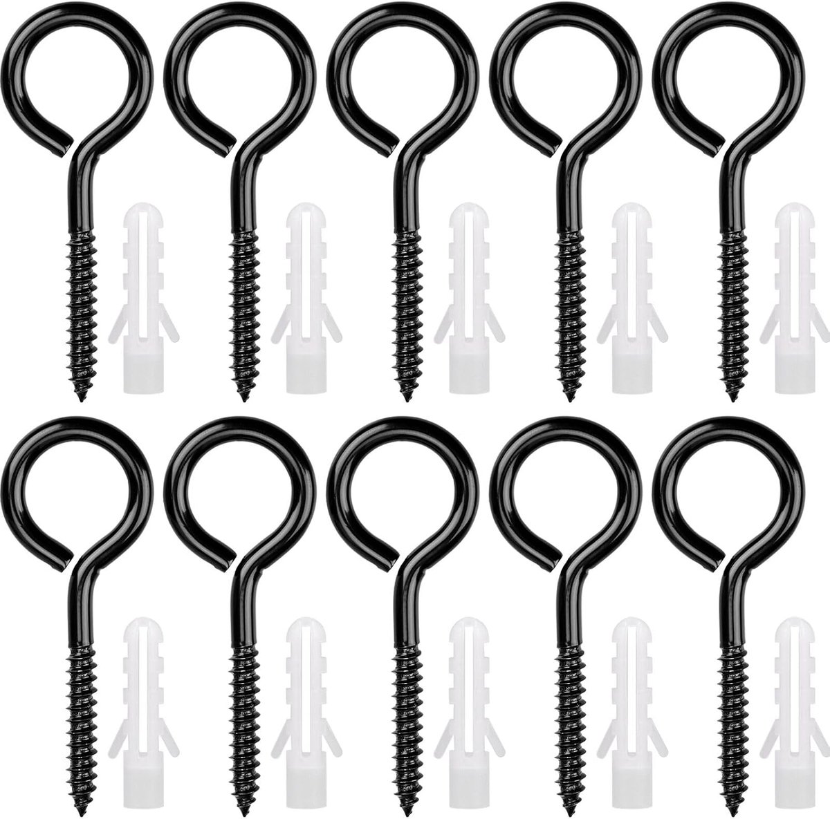 10 stuks oogschroeven, roestvrij staal, M6 x 80 mm, heavy duty schroefogen, grote ringschroeven, ooghaken, schroefhaken voor hangmatten, luifels, schommelstoelen, vaste kabel, bloemenhangers,