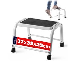 KADAX Opstapkruk, trapladder van staal, huishoudladder tot 150 kg, draagkruk met antislip voeten, huishoudladder, aluminium kruk (1 trede)