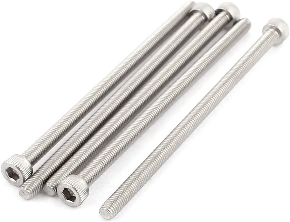 sourcingmap M5x100mm draad 304 roestvrij staal Hex Socket hoofd Cap schroef Bout DIN912 5 stks