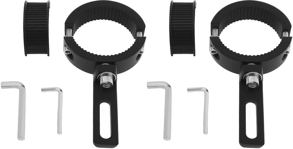 Dailygoods- Montagebeugel 2-delig - Verstelbare Vorkklem 38mm-60mm - Mistlamphouder - Geschikt voor Motorfietsen - Aluminiumlegering - Zwart - Vorkbeugel