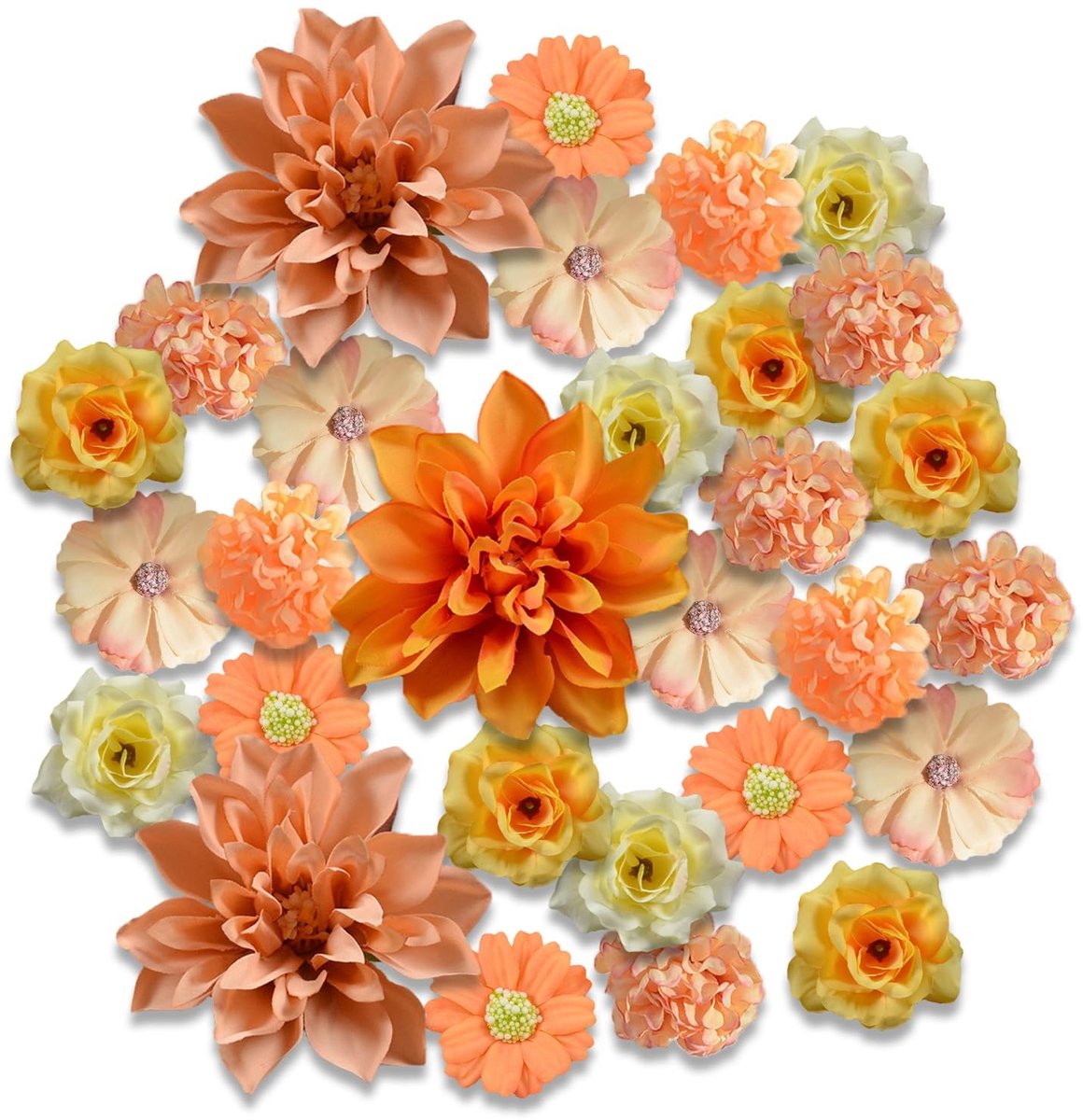 Dailygoods- Kunstbloemen 40 stuks - Veelkleurige Kunstbloemen - Kunstbloemen voor Decoraties - Kunstbloemkoppen - Mini-Bloemen - Gemakkelijk te Onderhouden - Nepbloemen