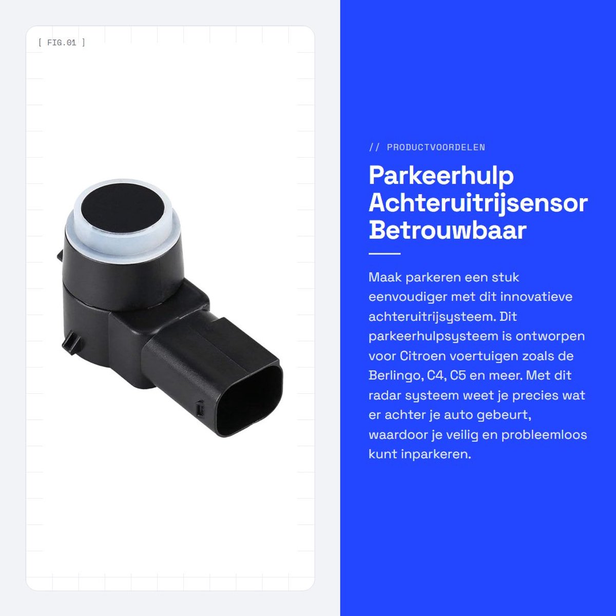 Dailygoods- Parkeersensor Draadloos - Achteruitrijsensor - Radar Systeem - Geschikt voor Citroen - Compact - Lichtgewicht 23g