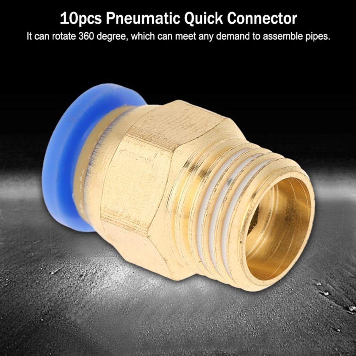 Dailygoods - Pneumatische Snelkoppeling - 10 Stuks - Geschikt voor Luchtfitting - G1/4" - Messing Afwerking - Push-In Adapter