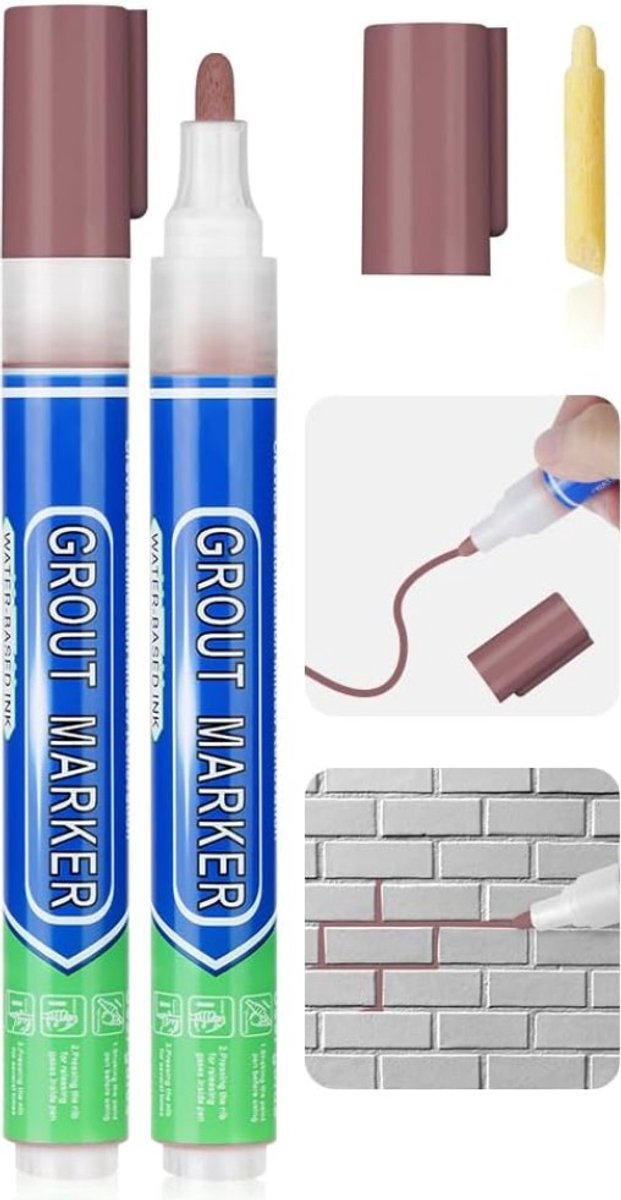 Voegenstift Bruin – Voegenmarker – Voegenpen – Voegverf Pen – Voegstift – Voegen Kleuren en Opfrissen – Tegelvoegen Reinigen – Voegkleuring – Tegelvoeg Marker – Badkamer, Keuken en Toilet