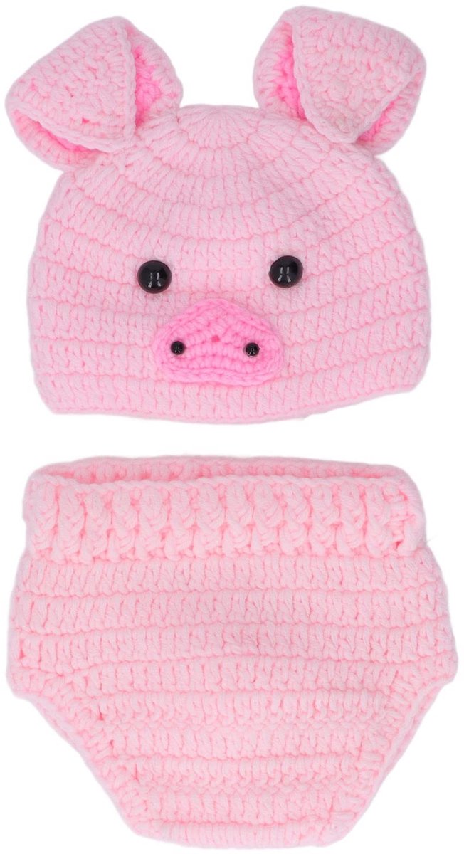 Dailygoods- Fotografie Props Schattige Dieren Kostuum Set - Unisex Kostuum - Geschikt voor 0-3 Maanden - Katoen - Niet-schurend Materiaal - Ideaal voor Fotoshoots - Baby Kostuum