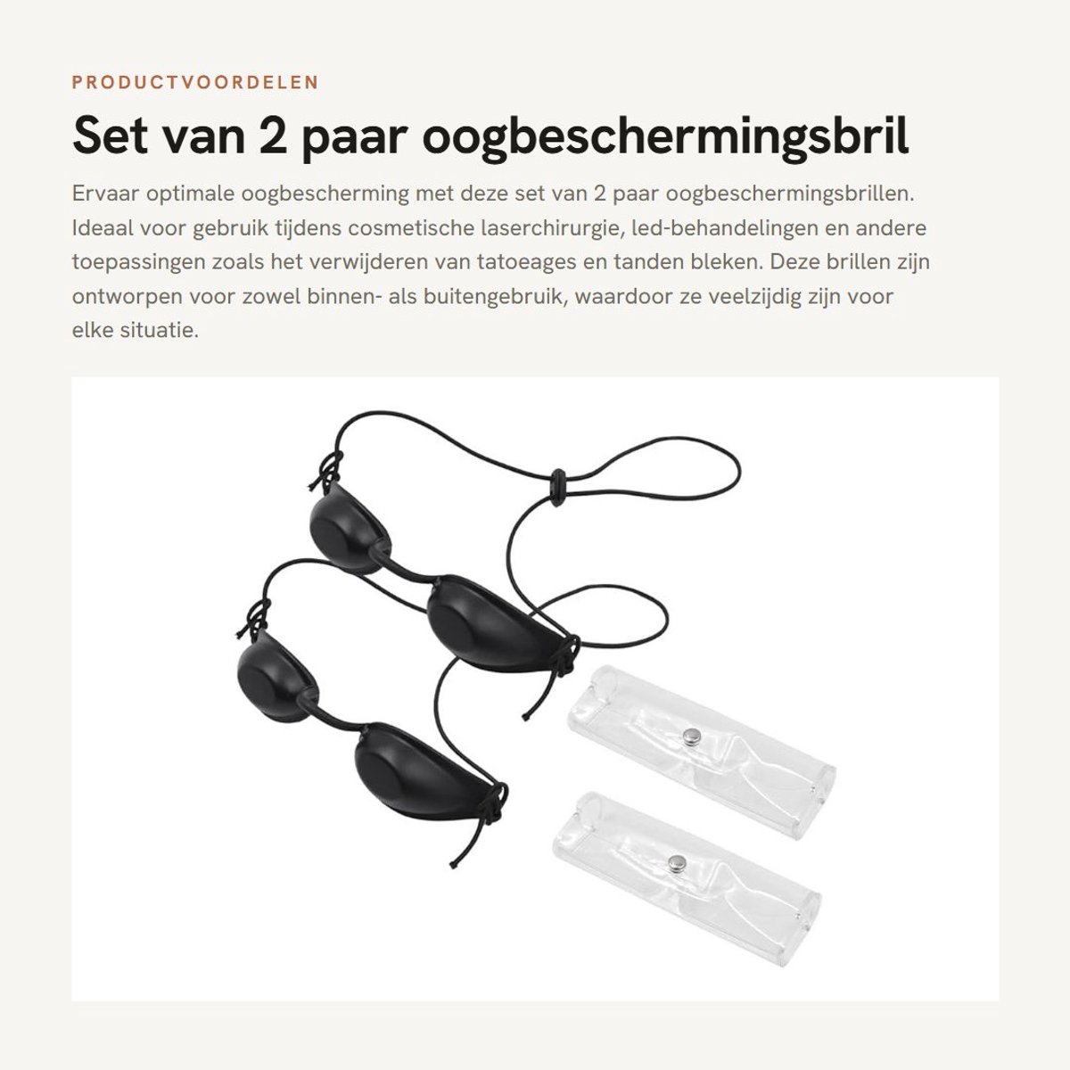 Dailygoods- Oogbeschermingsbril Set van 2 - Zonnebril - Lichttherapie - Infrarood LED - IPL UV - Kunststof, Zwart, 34 g
