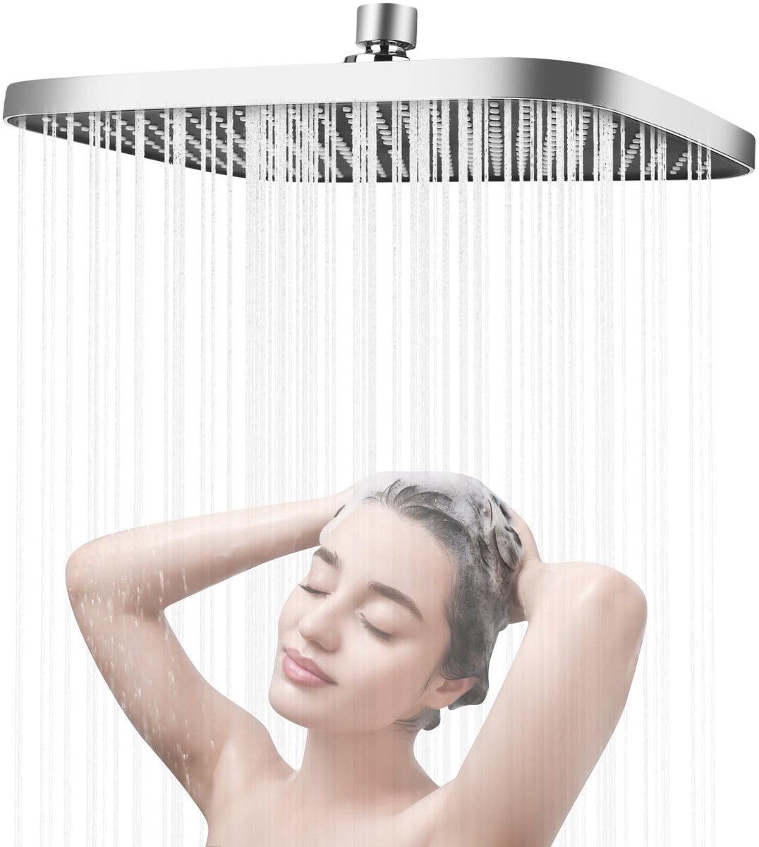 Dailygoods - Regendouche, douchekop, 360 inch, roestvrij staal, waterbesparende regendouchekop, 360° verstelbare vierkante douchekop, zelfreinigende regendouche, douchekop, inbouwdouchekoppen