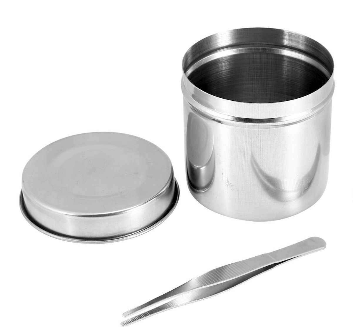 desinfectiepot, tanksterilisatiecontainer Alcoholcontainerdoos met pincet, roestvrijstalen desinfectiedoos, 3 maten containerdoos(10cm)