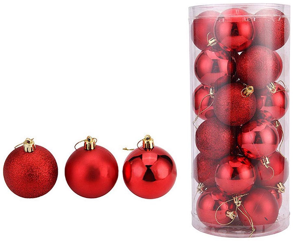 Kerstballen kerstboom hanger ornamenten ballen kerstboom decoratie bal 4 cm plastic cadeau voor Kerstmis vakantie (rood)