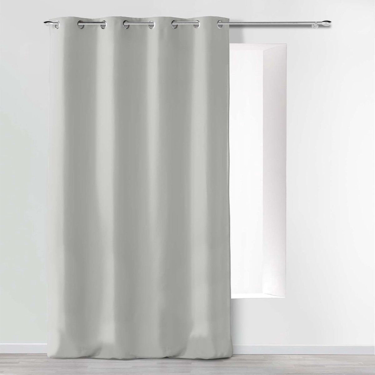 d'Intérieur Absolu gordijn met ogen, microvezel, eenkleurig, polyester, grijs, 140 cm x 260 cm