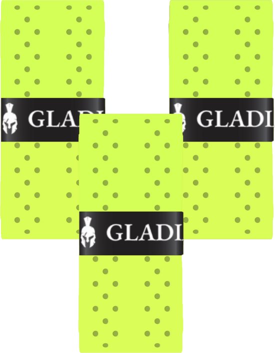 Gladiator geperforeerde Perfo Overgrips - geel - 3 stuks - tennis - padel - pickleball Gladiator geperforeerde Perfo Overgrips - geel - 3 stuks - tennis - padel - pickleball