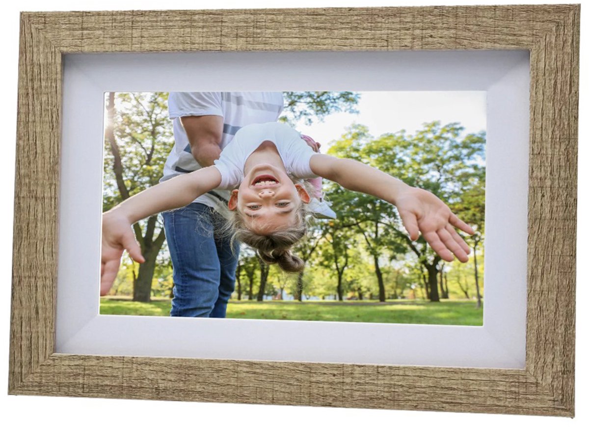 Bol.com Pora&Co - Digitale fotolijst met WiFi en Frameo App - 8 inch - HD -IPS Display – Licht Bruin/Wit - Micro SD – Touchscreen aanbieding