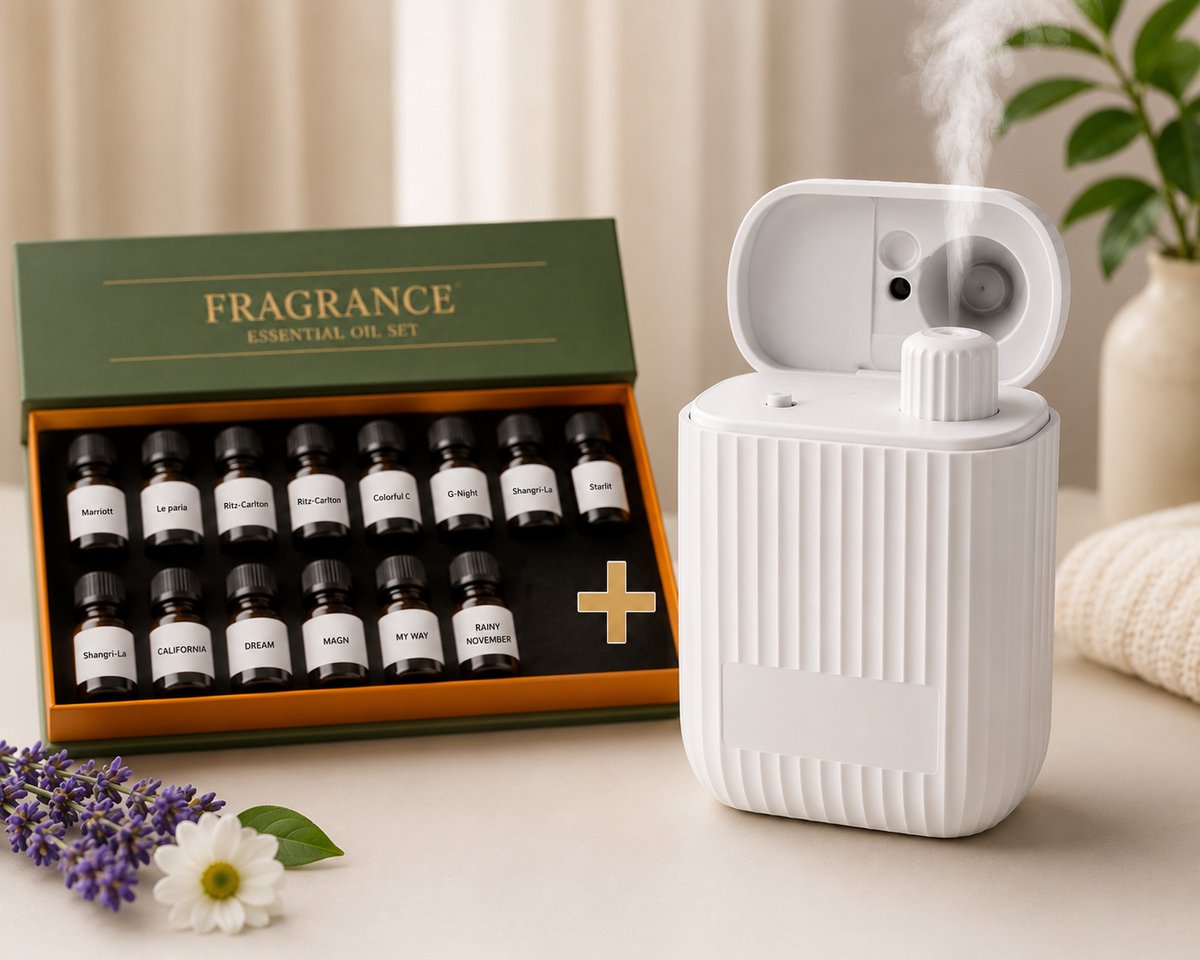 Luxe Pocket Diffuser | incl. 14 verschillende aroma's | Draadloos | mini | Wit | Usb-2